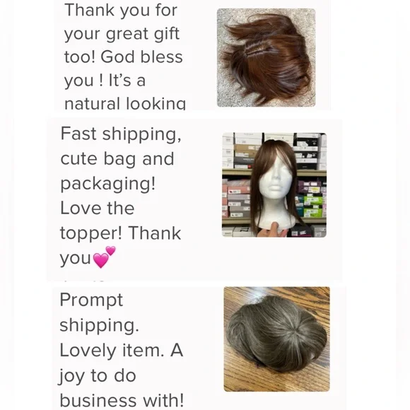 NWT wheat blonde topper light HAND TIED center part with bangs 16-17” new silk